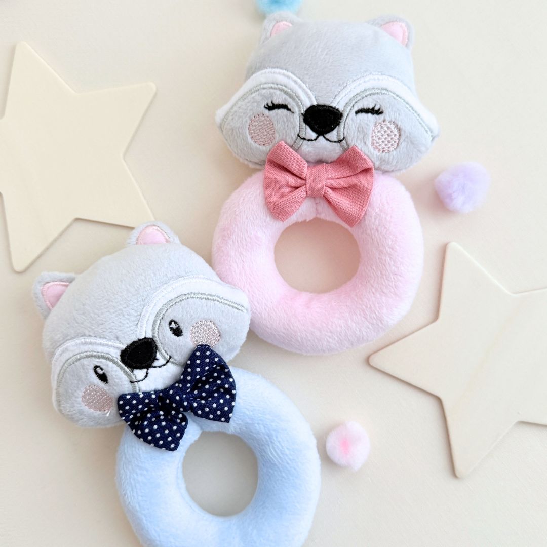 Bandi the Raccoon — Handmade Baby Rattle