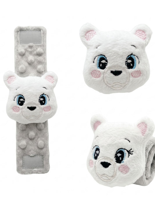 Santi the Polar Bear — Handmade Wrist Rattles (Set of 2)