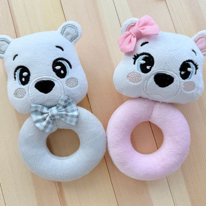 Santi the Polar Bear — Handmade Baby Rattle