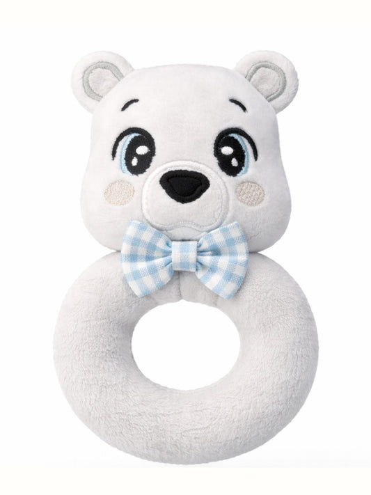 Santi the Polar Bear — Handmade Baby Rattle