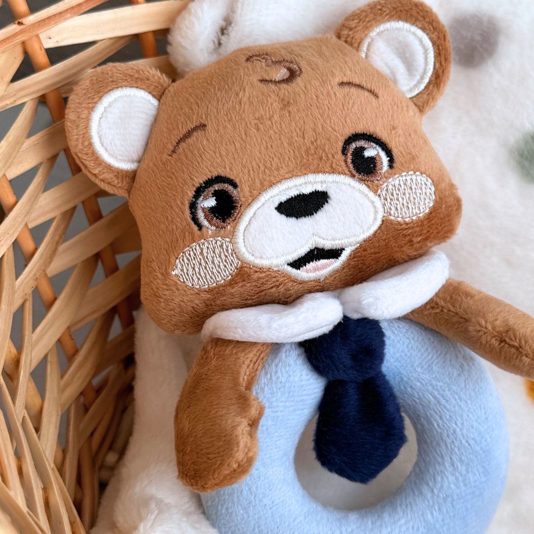 Theo the Bear — Handmade Baby Rattle