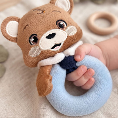 Theo the Bear — Handmade Baby Rattle